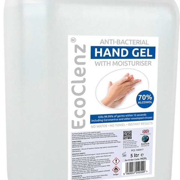 EcoClenz® Anti-bacterial Hand Gel 5 Litre - 70% Alcohol